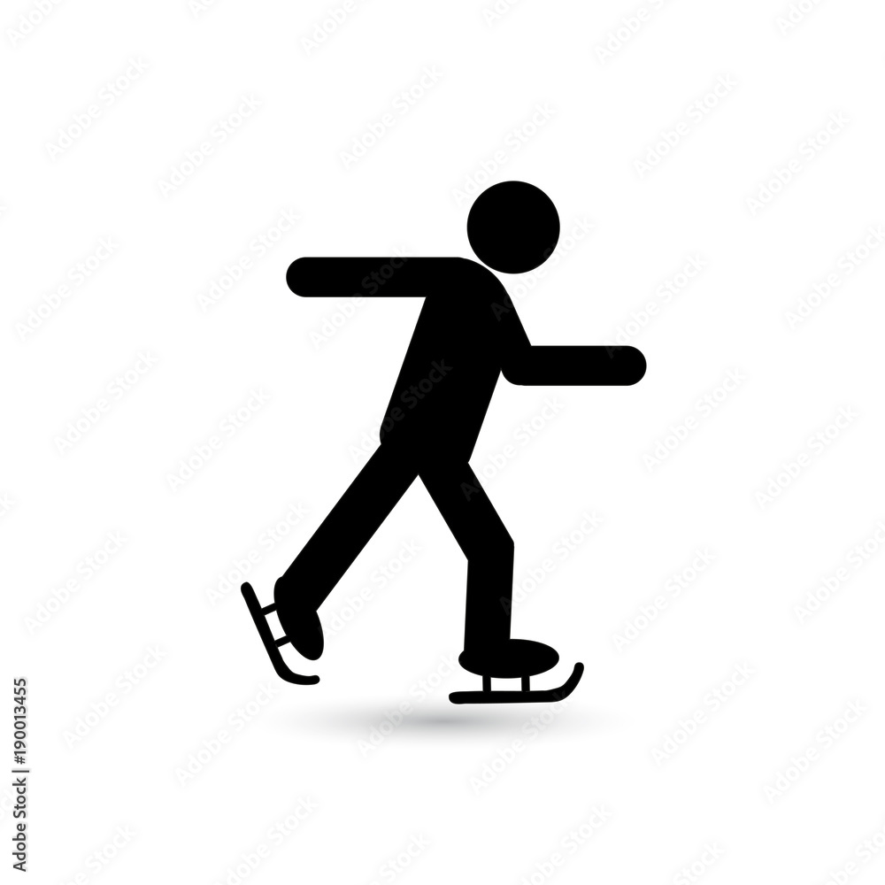 Skater black icon on white background. Vector illustration