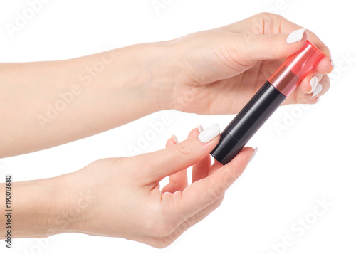 Lipstick in hand