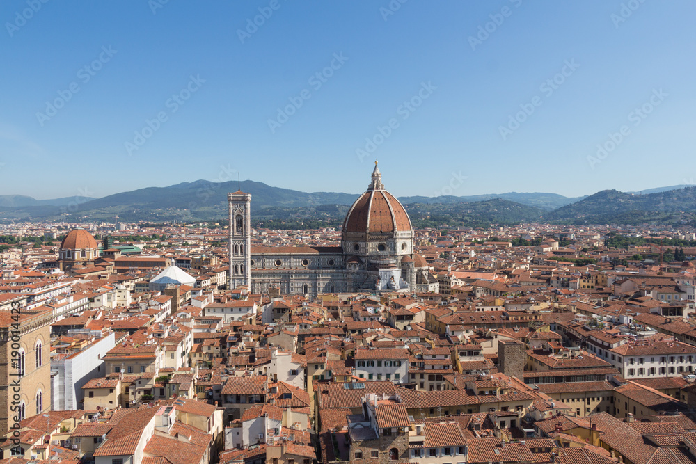 Florentine cityscape with the Florence Cathedral in a sunny day, Tuscany, Italy.