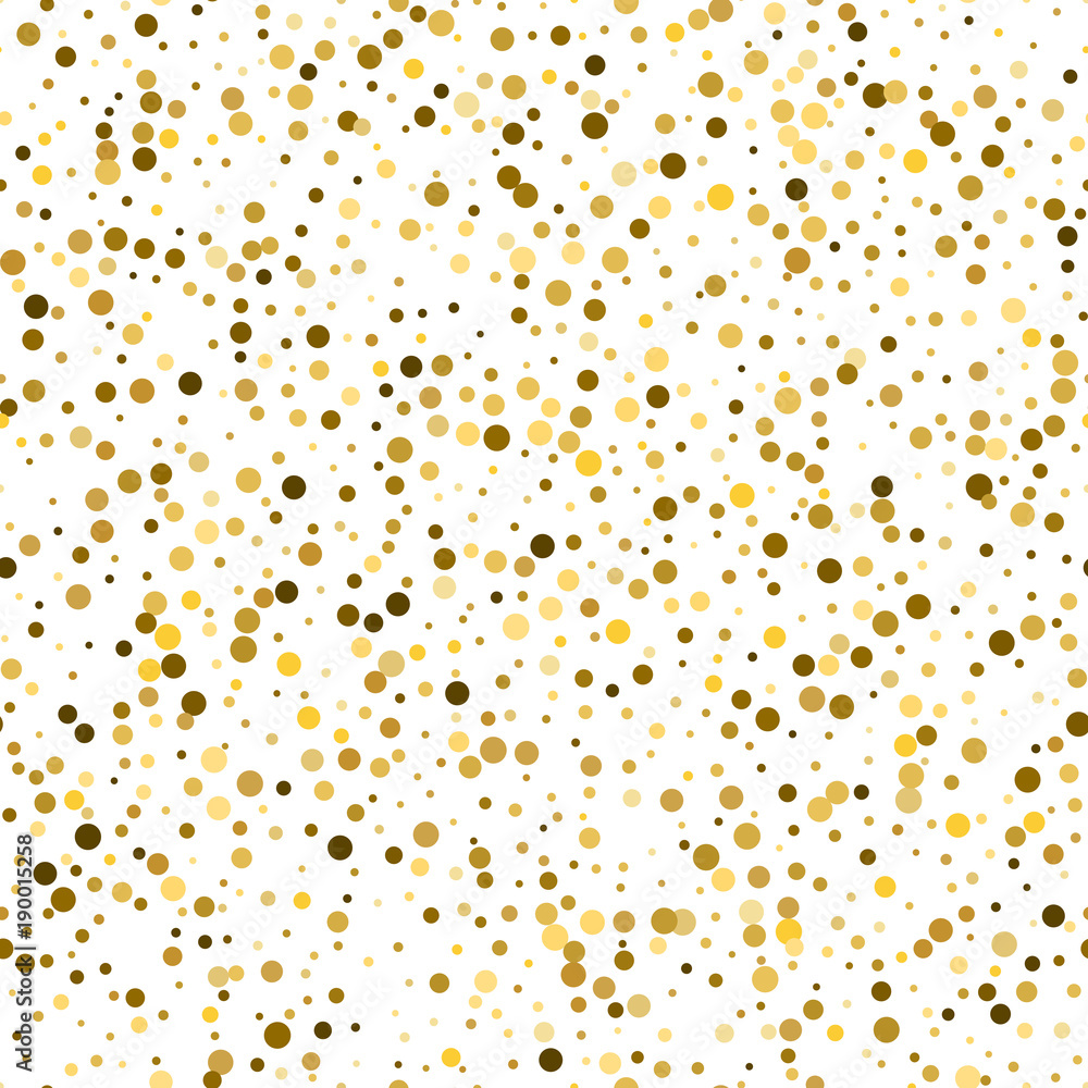 Gold glitter background polka dot vector illustration. Seamless pattern