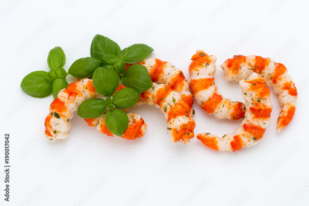 Cooked shrimps isolated on white background. Cooked shrimps isolated on white background.