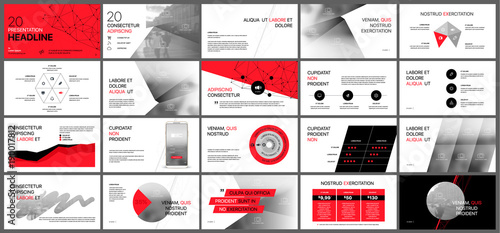 Red presentation templates elements on a white background. Vector infographics. Use in Presentation, flyer and leaflet, corporate report, marketing, advertising, annual report, banner.