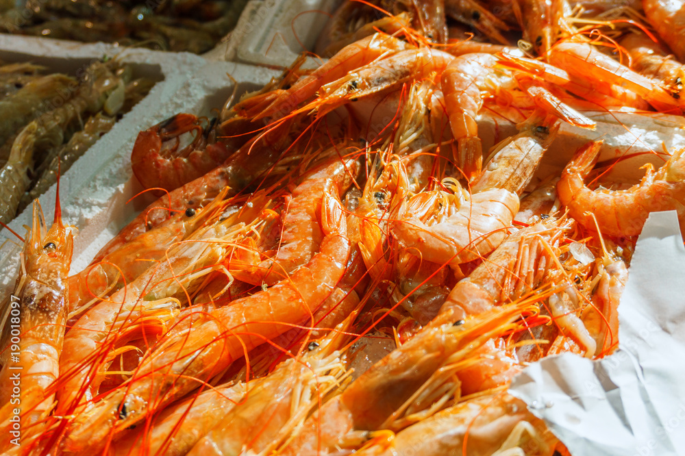 selling of boiled shrimp on the market selling of boiled shrimp on the market
