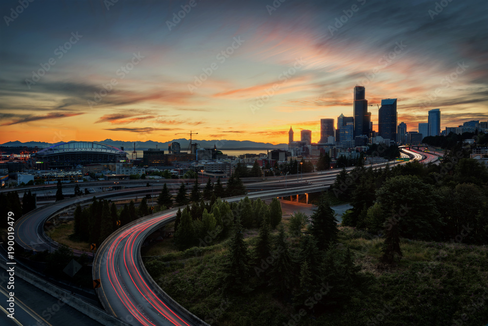 Seattle Highway Sunset