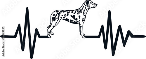 Dog heartbeat line with dalmatian white