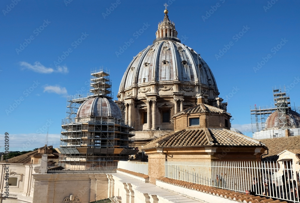 View of the dome of St. Peter's Cathedral in Vatican