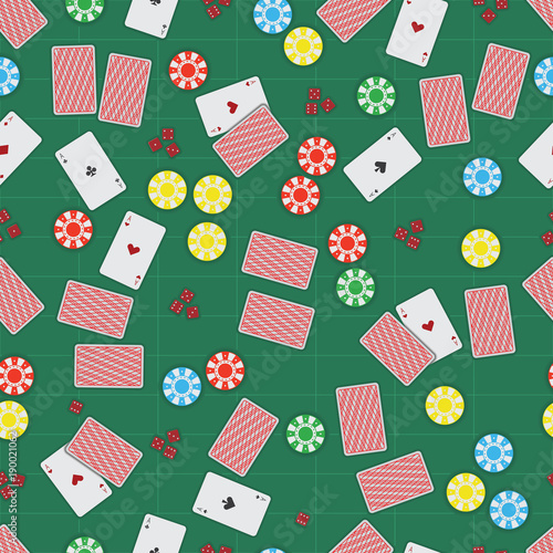 illustration in the form of a seamless pattern consisting of a casino table