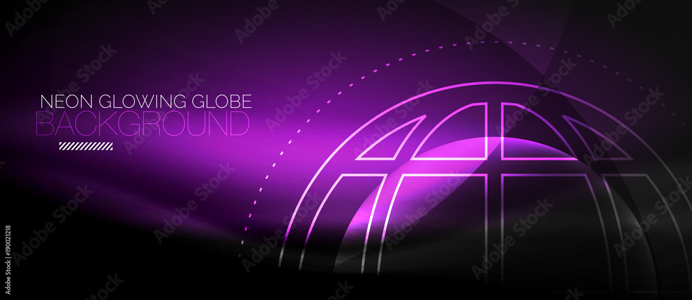 Techno globe concept, neon glow planet Techno globe concept, neon glow planet