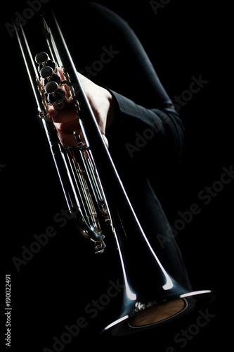 Canvas Print Trumpet player. Trumpeter music playing jazz instrument
