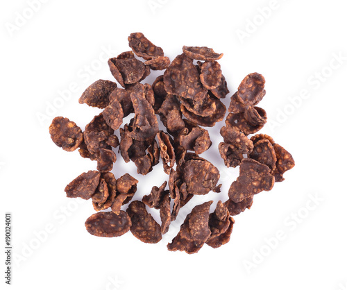 Quadro em tela Corn Flakes coated chocolate isolated on white background.