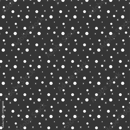 Hipster Pattern with grey star and polygon ornament on black background