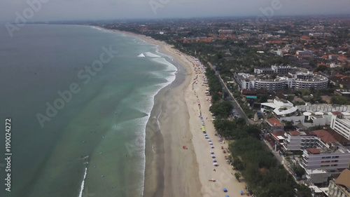 Top View of Waves in a Beach. Video. Top view of houses near the sea. Coastline of sea, top view