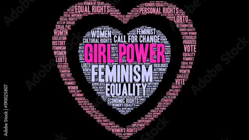 Girl Power word cloud on a black background. 