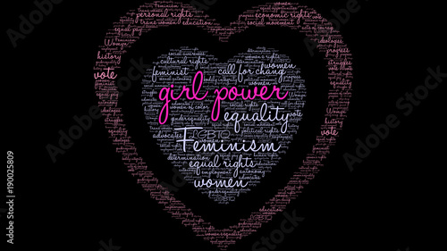 Girl Power word cloud on a black background. 