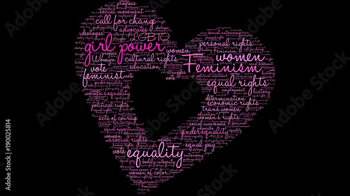 Girl Power word cloud on a black background. 
