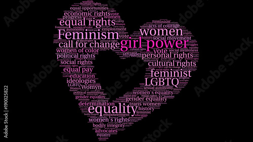 Girl Power word cloud on a black background. 