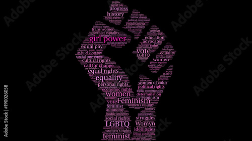 Girl Power word cloud on a black background. 