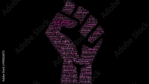 Girl Power word cloud on a black background. 
