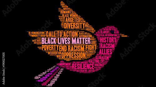 Black Lives Matter Word Cloud on a black background. 