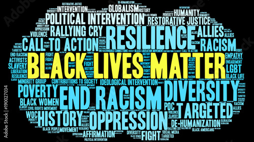 Black Lives Matter Word Cloud on a black background. 