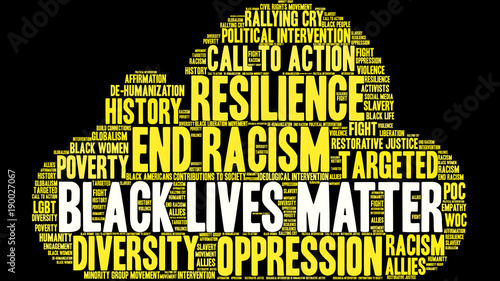 Black Lives Matter Word Cloud on a black background. 