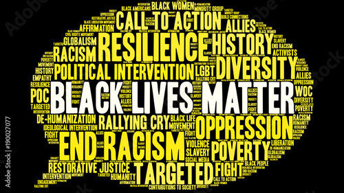 Black Lives Matter Word Cloud on a black background. 