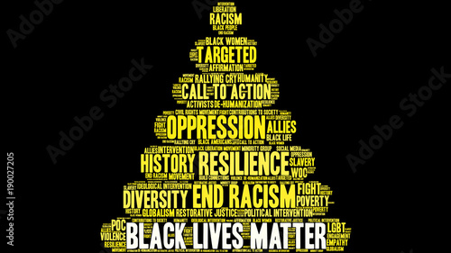 Black Lives Matter Word Cloud on a black background. 