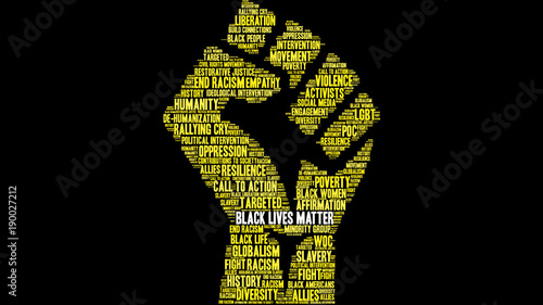 Black Lives Matter Word Cloud on a black background. 