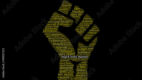 Black Lives Matter Word Cloud on a black background. 