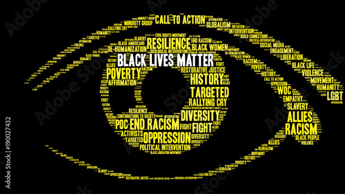 Black Lives Matter Word Cloud on a black background. 