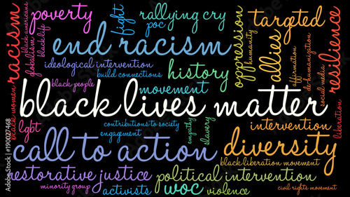 Black Lives Matter Word Cloud on a black background. 
