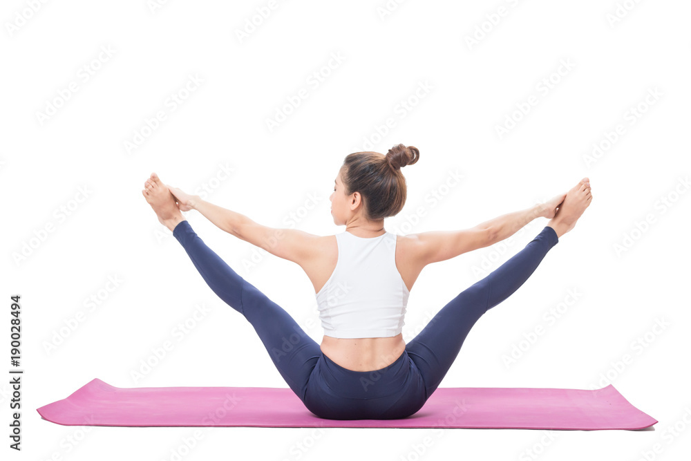 Woman practicing yoga isolated on white background Woman practicing yoga isolated on white background