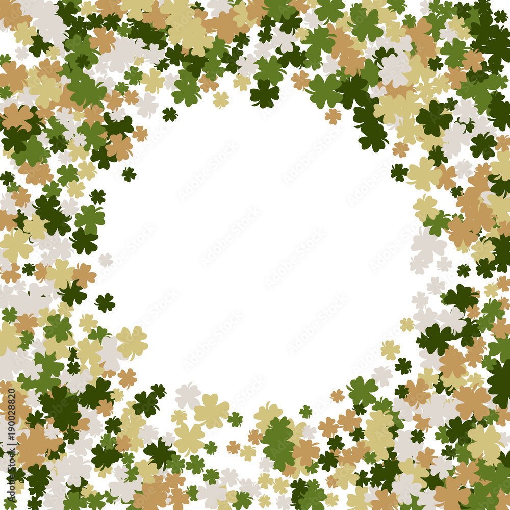Vector Confetti Background Pattern. Element of design. Clover leaves on a white background
