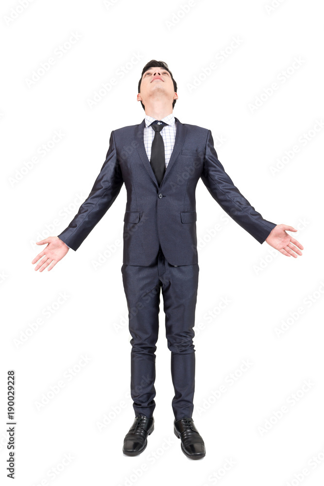 Businessman in black suit standing isolated on white background Businessman in black suit standing isolated on white background