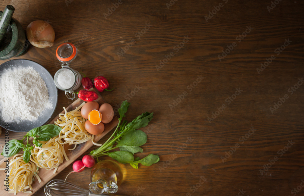 Ingredients On Wooden Table Ingredients On Wooden Table
