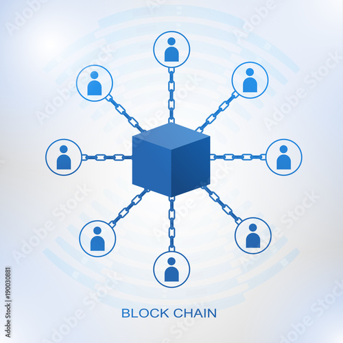 Blockchain technology concept. Cubic nodes connected by chain