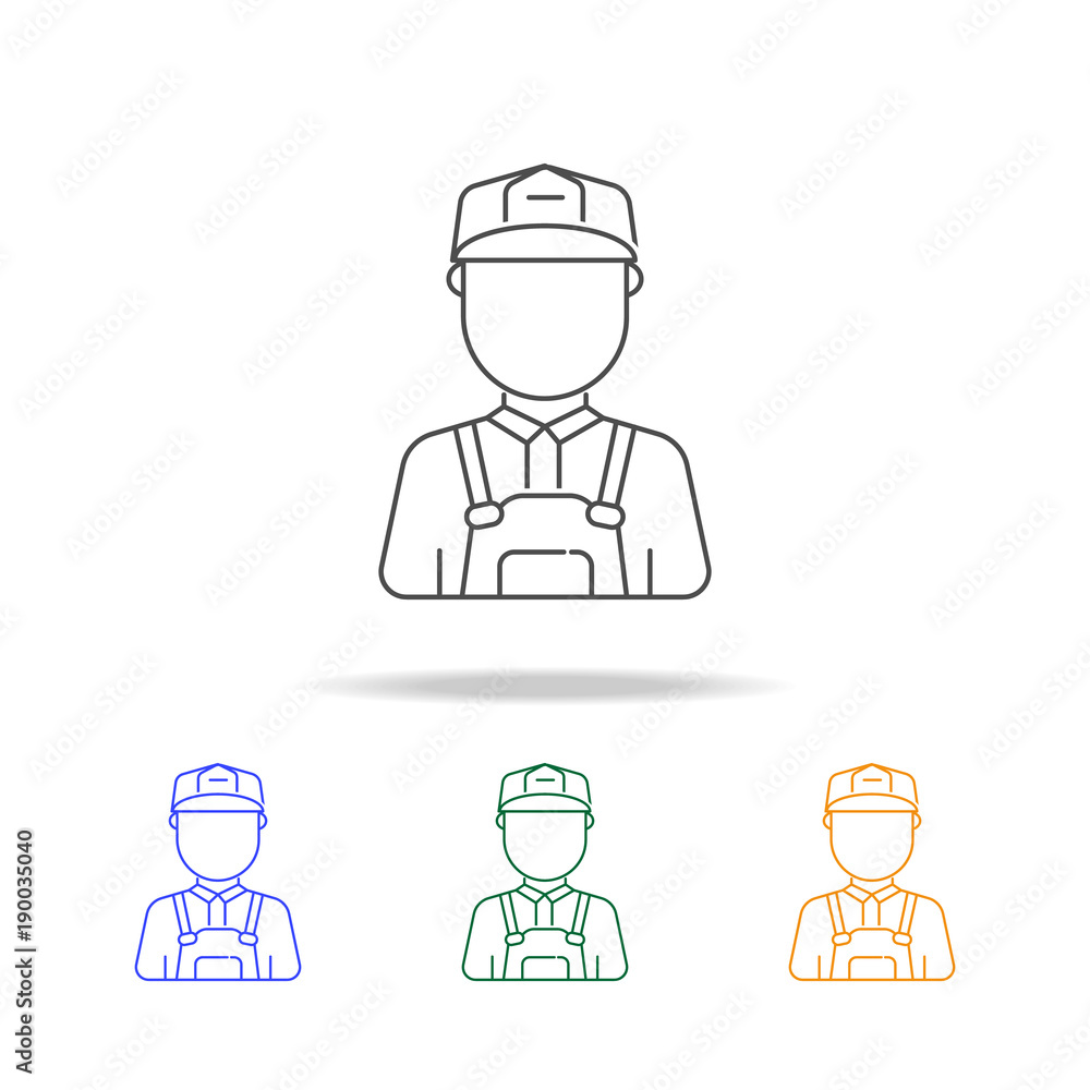 construction worker man avatar multicoloured icons. Element of profession avatar of for mobile concept and web apps. Thin line  icon for website design and development