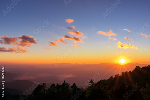 Mountain and sunset.