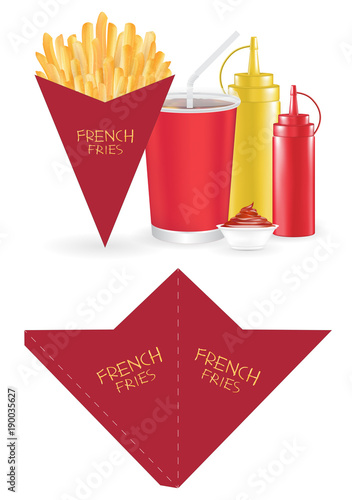 french fries packaging box die-cut cone shape