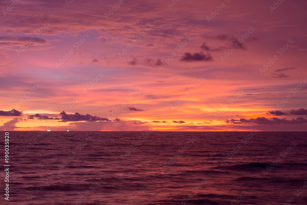 Blue and orange sunset sky