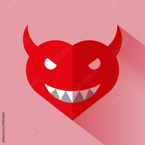 devil heart flat design for valentine day