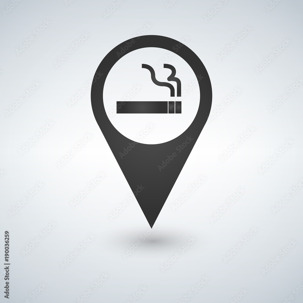 Map pin icon smoking area. Vector illustration Map pin icon smoking area. Vector illustration