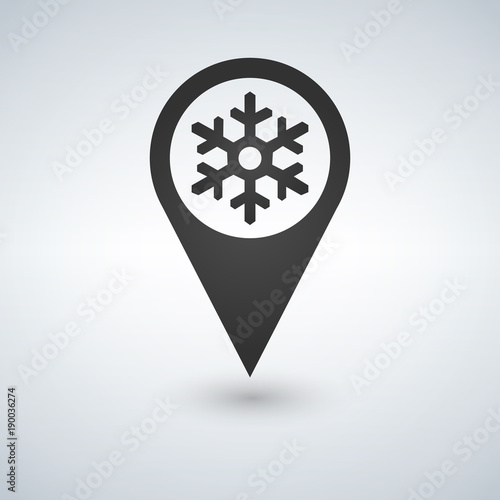 Map location with snowflake...