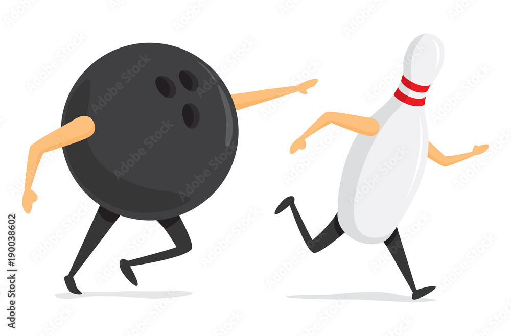 Bowling ball chasing an escaping pin Bowling ball chasing an escaping pin