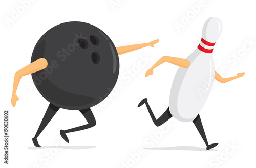 Bowling ball chasing an escaping pin