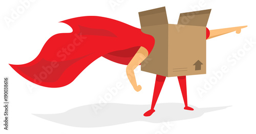 Cardboard box or moving super hero