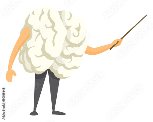 Brain teaching or holding a pointer in presentation