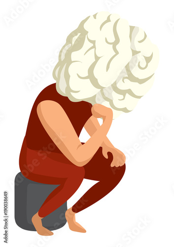 Brain head having deep thoughts
