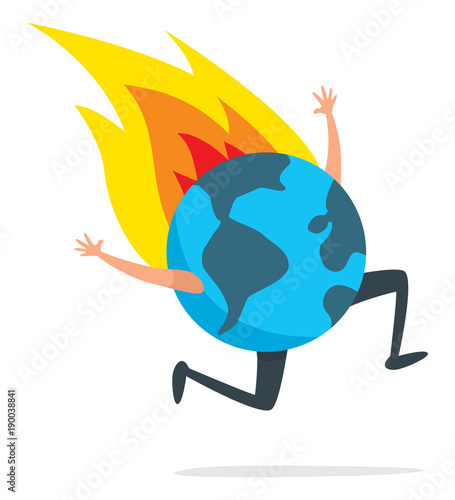 Planet earth on fire running desperately