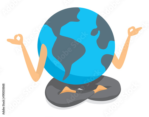 Planet earth practicing yoga or meditation